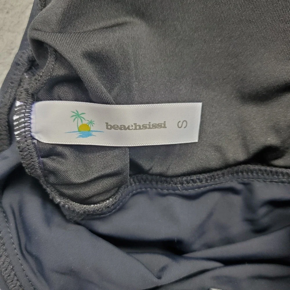 Beachsissi Tankini Top Women Small Black Adjustable Strap Side Ruched Drawstring - Picture 5 of 5